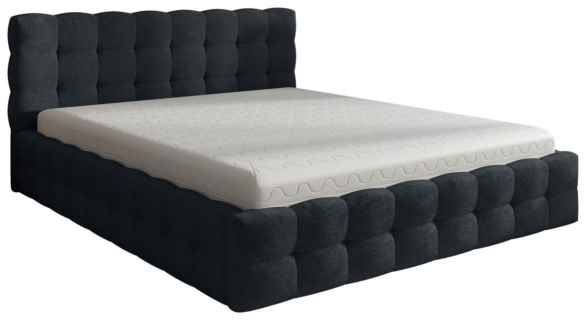 POLSTERBETT 200/200 cm,  in Anthrazit, gepolstertes Kopfteil, Lattenrost, Bettkasten,  - Anthrazit/Schwarz, MODERN, Holz/Kunststoff (200/200cm) - Chameo