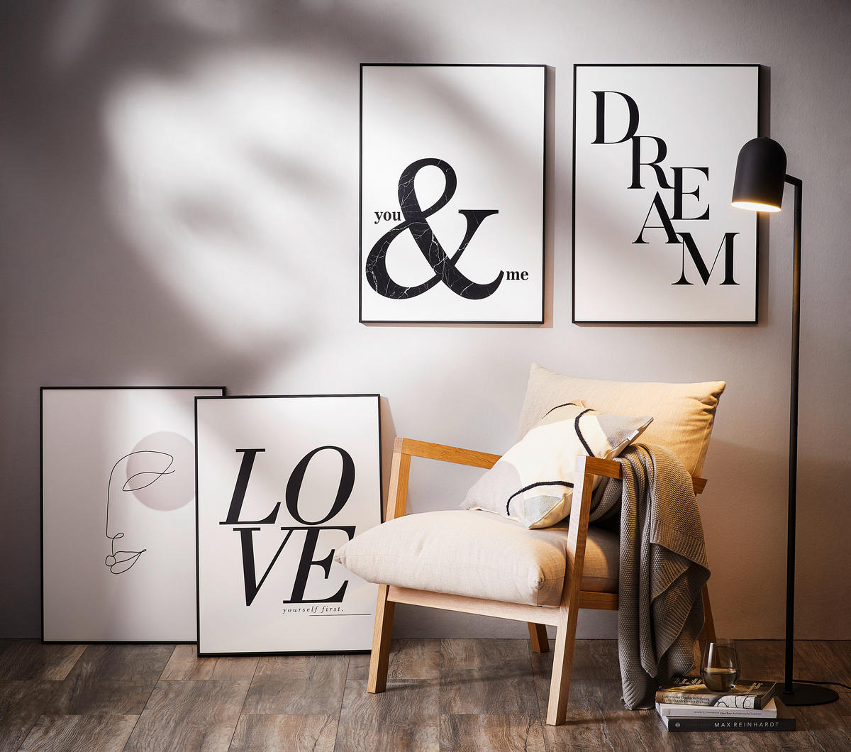 KUNSTDRUCK Text  - Schwarz/Weiß, Trend, Papier/Holzwerkstoff (50/70cm) - Monee