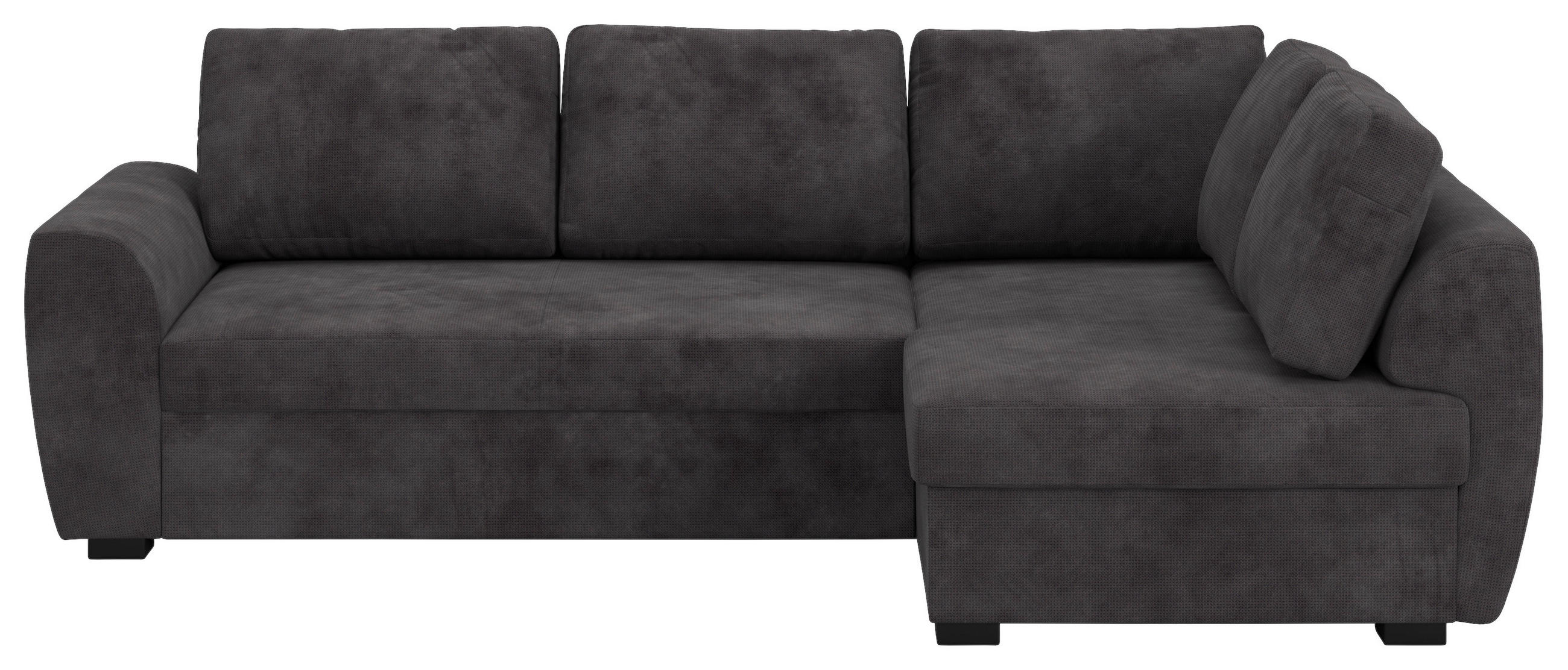 ECKSOFA Chenille Schwarz  - Schwarz, Trend, Kunststoff/Textil (253/154cm) - MID.YOU