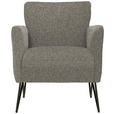 SESSEL in Chenille, Mikrofaser Grau  - Schwarz/Grau, Design, Textil/Metall (68/78/76cm) - Johann Jakob