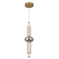LED-HÄNGELEUCHTE Musica 13/180 cm  - Bernsteinfarben/Grau, LIFESTYLE, Glas/Metall (13/180cm) - Novel