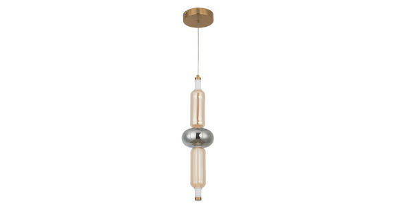 LED-HÄNGELEUCHTE Musica 13/180 cm  - Bernsteinfarben/Grau, LIFESTYLE, Glas/Metall (13/180cm) - Novel