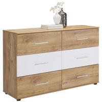 KOMODA  130/83/41 cm  bela, boja hrasta  - boja aluminijuma/boja hrasta, Dizajnerski, pločasti materijal/plastika (130/83/41cm) - Carryhome