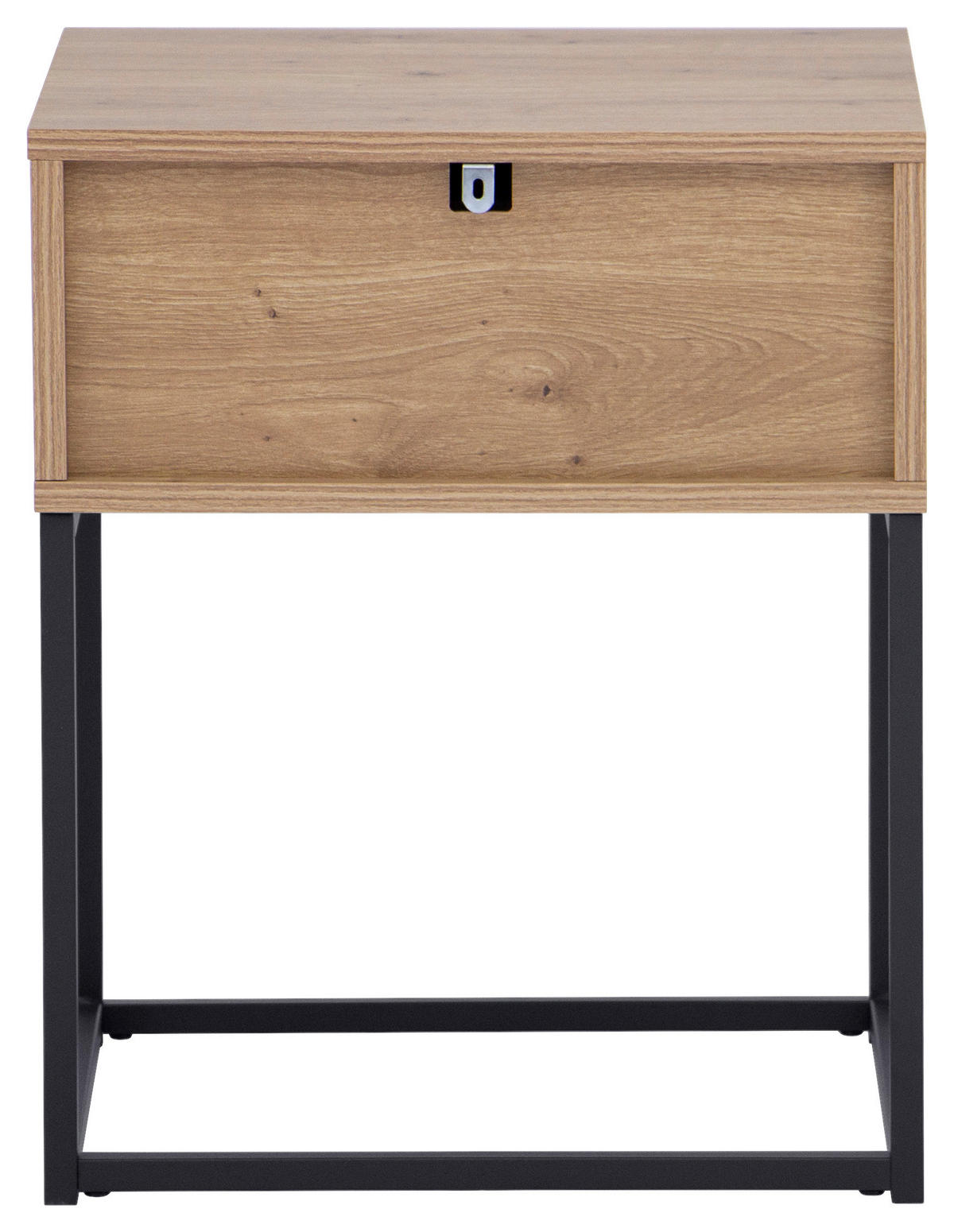 NACHTSCHRANK 42,5/52/38,5 cm  - Eichefarben/Schwarz, KONVENTIONELL, Holzwerkstoff/Metall (42,5/52/38,5cm) - Boxxx