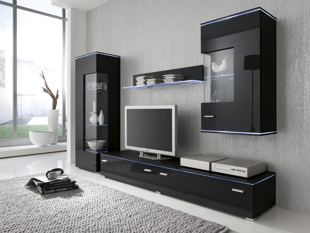 WOHNWAND  in Schwarz  230/148/42 cm  - Silberfarben/Schwarz, Design, Glas/Holzwerkstoff (230/148/42cm) - Livetastic