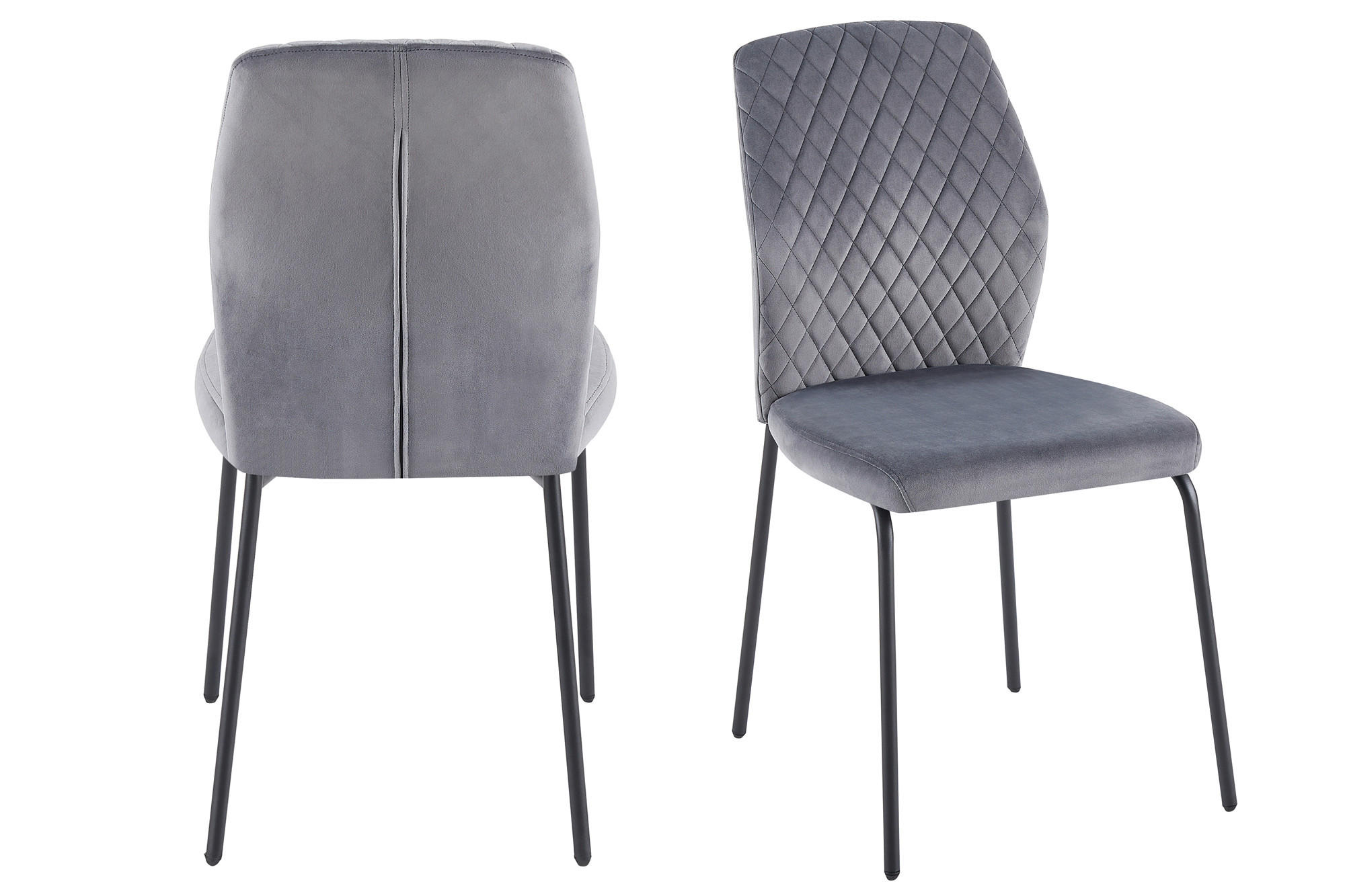 STUHL-SET 2 Stück  in Samt Textil  - Schwarz/Grau, MODERN, Textil/Metall (46,5/92/56,5cm) - Livetastic