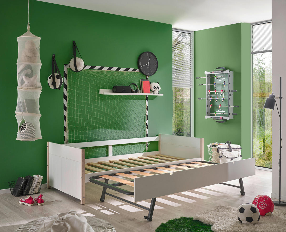 AUSZIEHBETT 90-180/200 cm  in Weiß, Kieferfarben  - Naturfarben/Weiß, KONVENTIONELL, Holz/Holzwerkstoff (90-180/200cm) - Xora