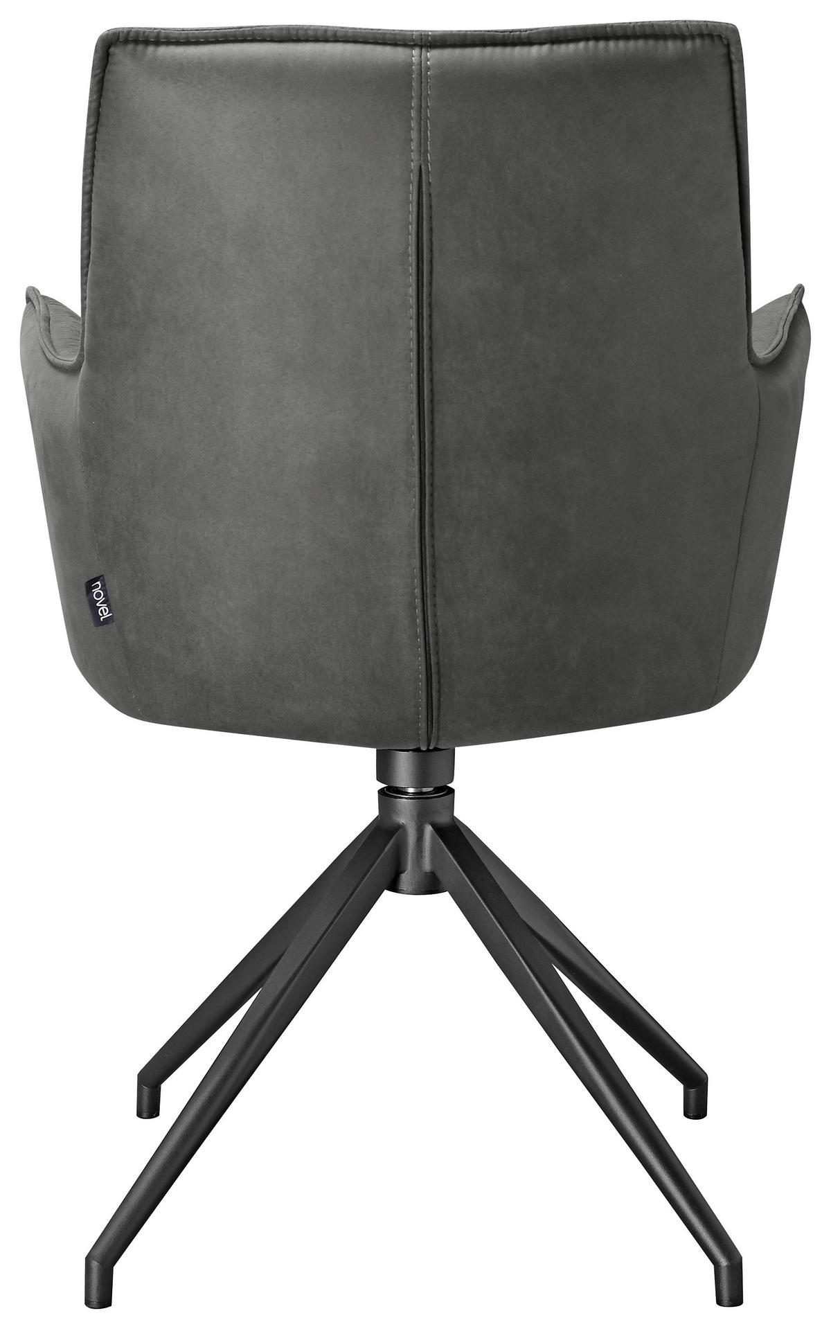 ARMLEHNSTUHL  in Eisen Mikrofaser  - Dunkelgrau/Schwarz, Design, Textil/Metall (59/88,5/62cm) - Novel
