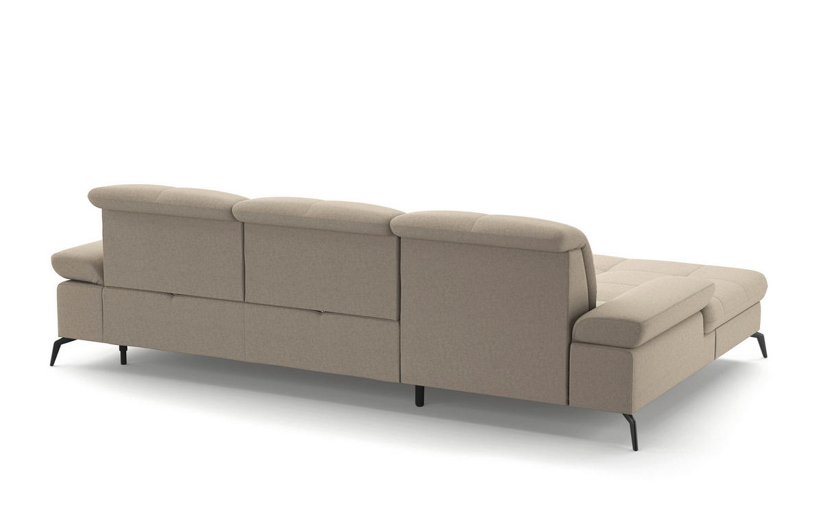 ECKSOFA in Flachgewebe Taupe  - Taupe/Schwarz, Konventionell, Textil/Metall (185/279cm) - Sit & More