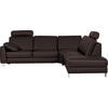 ECKSOFA in Echtleder Dunkelbraun  - Chromfarben/Dunkelbraun, Konventionell, Leder/Metall (272/245cm) - Valdera