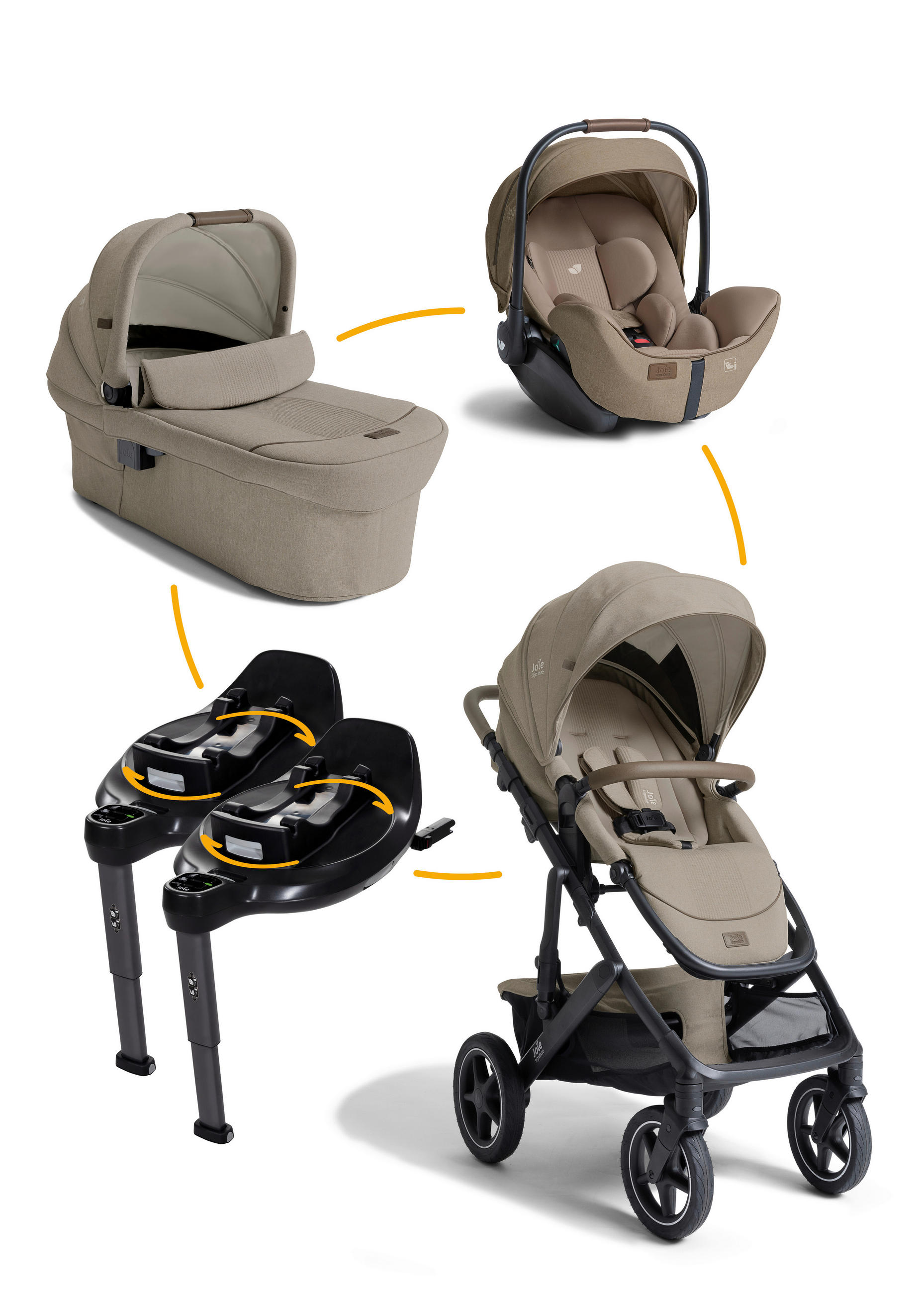 KINDERWAGENSET  Vinca Bundle  Sandstone  - Schlammfarben/Schwarz, Basics, Kunststoff/Metall (60/108/97cm) - JOIE SIGNATURE