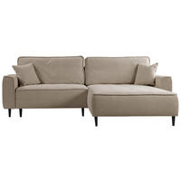 ECKSOFA in Flachgewebe Cappuccino  - Schwarz/Cappuccino, Design, Holz/Textil (263/183cm) - MID.YOU