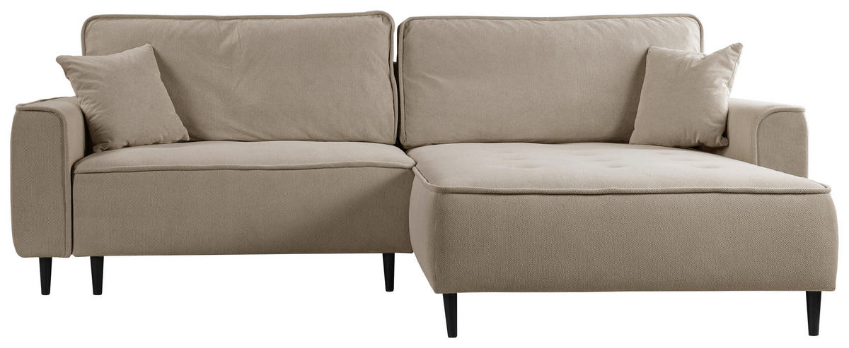 ECKSOFA in Flachgewebe Cappuccino  - Schwarz/Cappuccino, Design, Holz/Textil (263/183cm) - MID.YOU