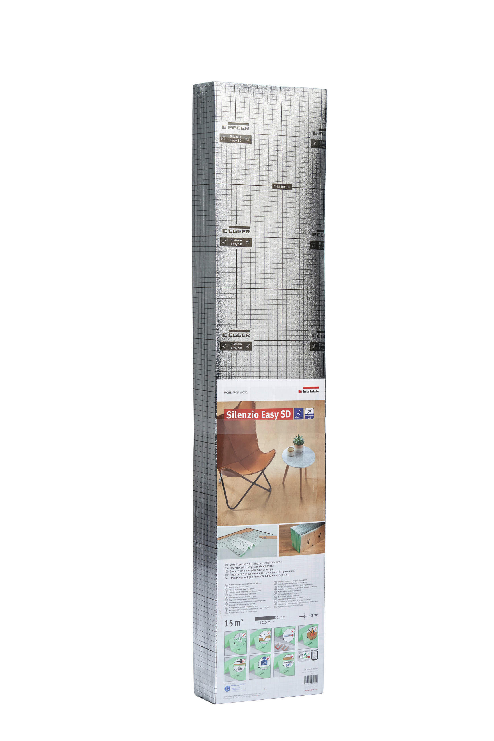 Unterlagsmatte silenzio EASYSD 120/24.5/10 cm  - Silberfarben, KONVENTIONELL, Kunststoff (120/24.5/10cm) - Egger Holzwerkstoffe