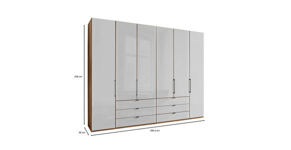 FALTTÜRENSCHRANK 300/236/58 cm 6-türig  - Schieferfarben/Eiche Bianco, KONVENTIONELL, Glas/Holzwerkstoff (300/236/58cm) - Dieter Knoll