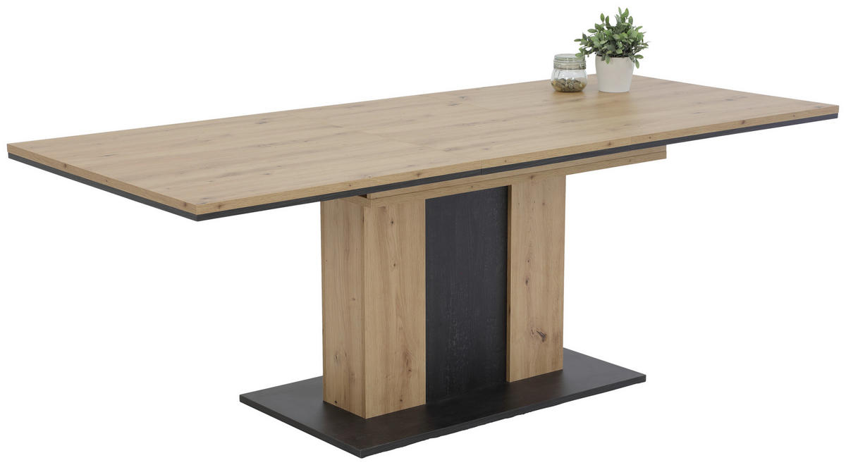 ESSTISCH Eiche Artisan rechteckig  ausziehbar  - Schwarz/Eiche Artisan, MODERN, Holzwerkstoff (210/90/75cm) - MID.YOU