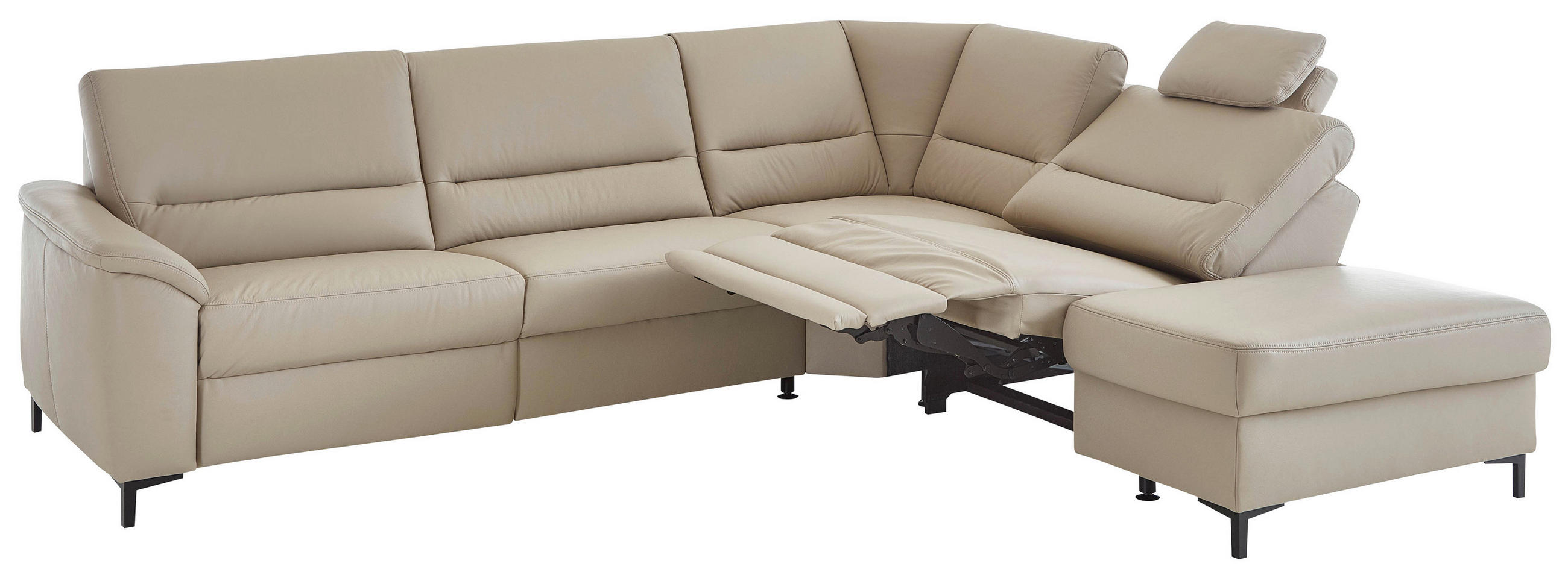 SEDEŽNA GARNITURA, pravo usnje modrosiva  - barve aluminija/modrosiva, Basics, kovina/usnje (290/245cm) - Beldomo Premium