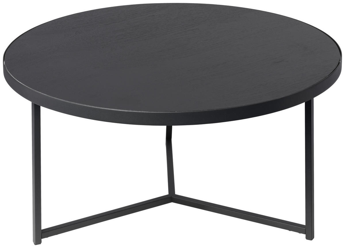 COUCHTISCH Walnuss furniert 80/80/40 cm rund Schwarz  - Schwarz, Design, Holz/Holzwerkstoff (80/80/40cm) - MID.YOU