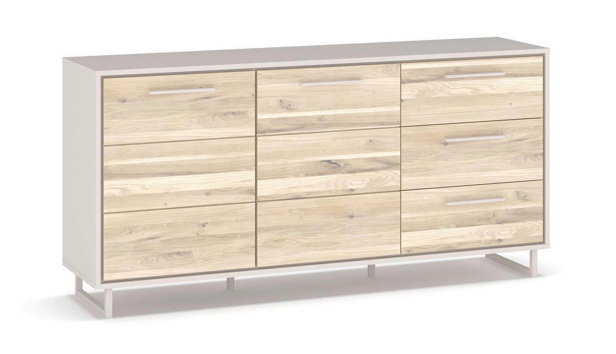 KOMODA, dub, kašmírová, dub bianco, 163/79/40 cm - kašmírová/dub bianco, Design, kov/drevo (163/79/40cm) - Livetastic