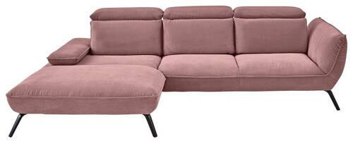 ECKSOFA in Cord Altrosa  - Schwarz/Altrosa, Design, Textil/Metall (202/301cm) - Moderano