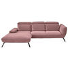 ECKSOFA in Cord Altrosa  - Schwarz/Altrosa, Design, Textil/Metall (202/301cm) - Moderano