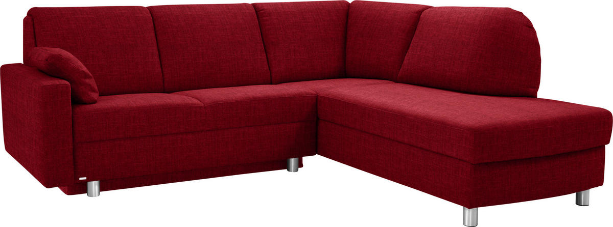 ECKSOFA in Chenille Rot  227/208 cm  - Rot/Alufarben, KONVENTIONELL, Textil/Metall (227/208cm) - Sedda