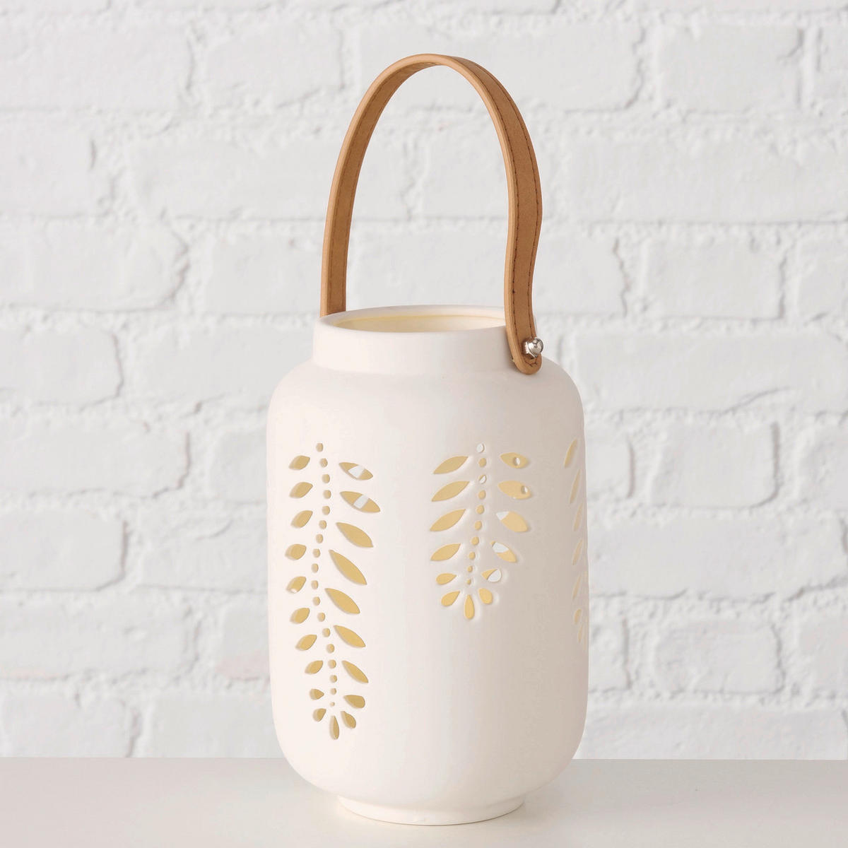 WINDLICHT - Weiss/Braun, Basics, Keramik (12/16cm) - Ambia Home