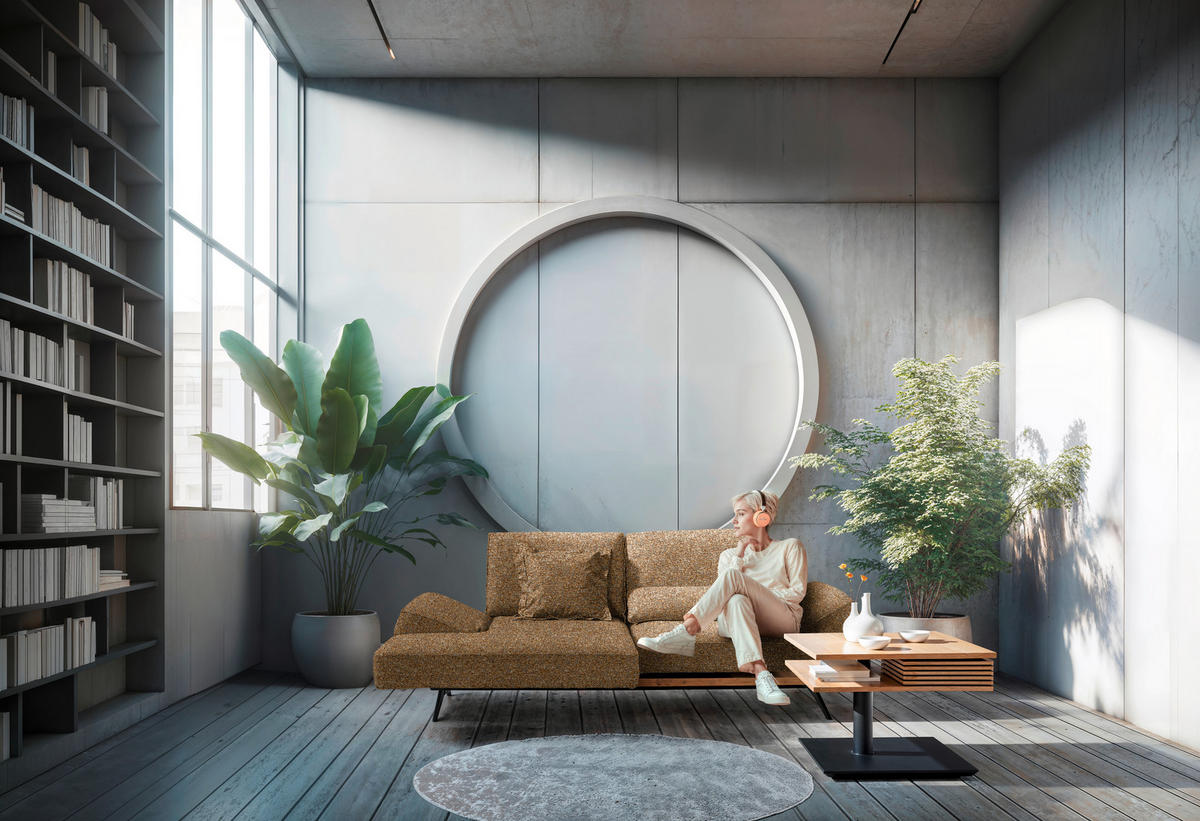 ECKSOFA  in Chenille Cognac  132/240 cm  - Cognac/Schwarz, Design, Holz/Textil (132/240cm) - Koinor