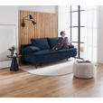 BOXSPRINGSOFA Flachgewebe Dunkelblau Rückenkissen, Bettkasten, Schlaffunktion, Rücken echt  - Dunkelblau, KONVENTIONELL, Textil/Metall (204/93/100cm) - Novel
