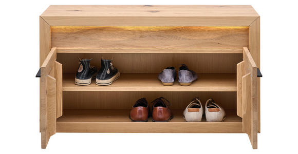 GARDEROBENBANK  in 99,6/57,4/40 cm  - Eichefarben/Schwarz, KONVENTIONELL, Holz/Metall (99,6/57,4/40cm) - Linea Natura