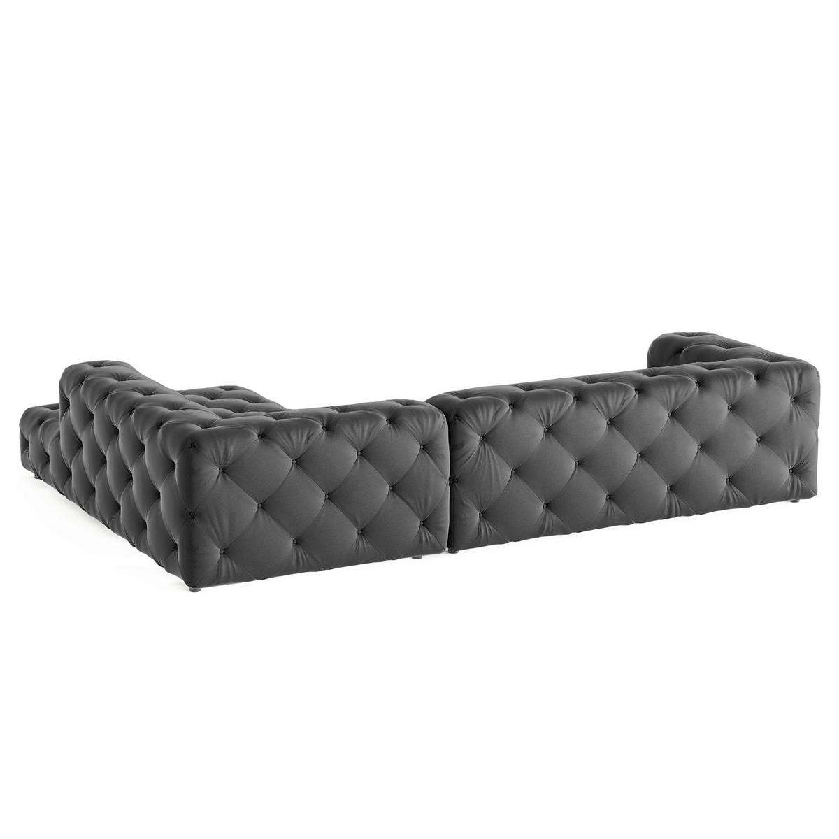 ECKSOFA Fresco in Samt Schwarz  325/228 cm  - Schwarz, Design, Kunststoff/Textil (325/228cm) - P & B