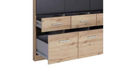 KLEIDERSCHRANK in Dunkelgrau, Eiche Artisan - Dunkelgrau/Silberfarben, Design, Holzwerkstoff/Kunststoff (181/197/54cm) - Carryhome