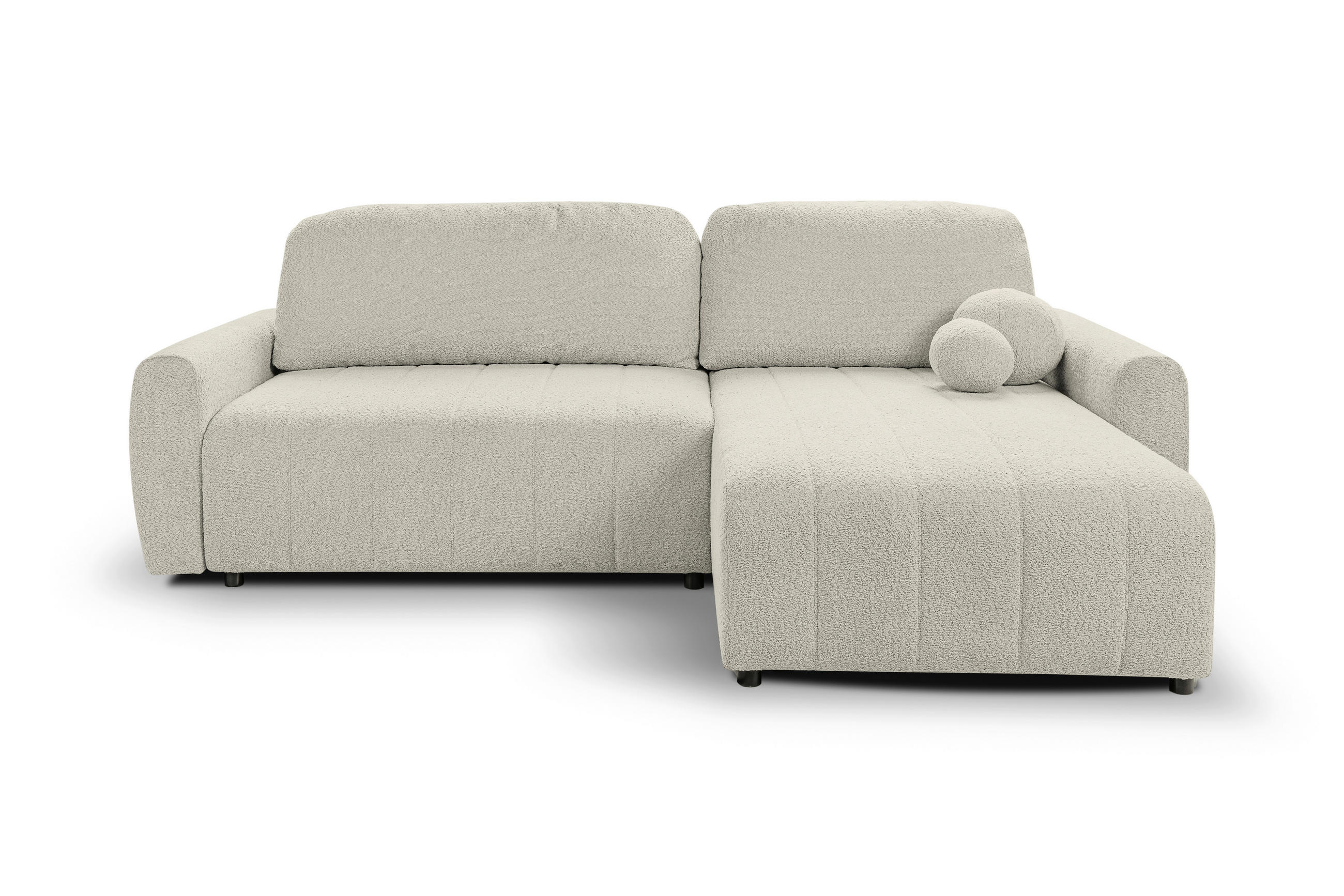 ECKSOFA LUNA Beige Struktur, Bouclé  - Beige/Schwarz, Basics, Kunststoff/Textil (260/161cm) - Livetastic