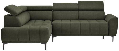 ECKSOFA Grün Velours  - Schwarz/Grün, Design, Textil/Metall (191/261cm) - Stylife