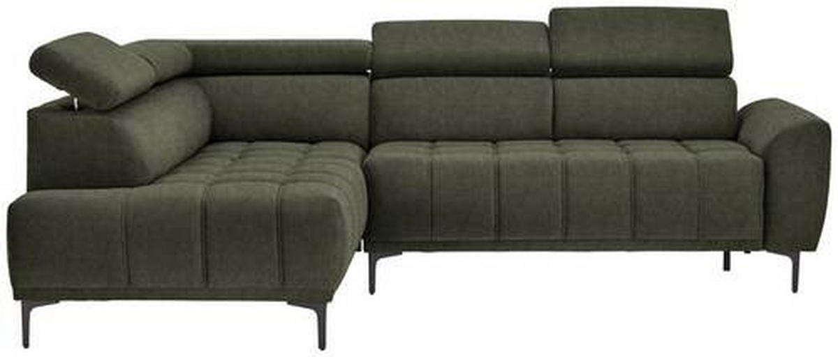 ECKSOFA in Velours Grün  - Schwarz/Grün, Design, Textil/Metall (191/261cm) - Stylife