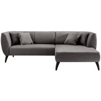 ECKSOFA in Lederlook Anthrazit  - Anthrazit/Schwarz, Modern, Holz/Textil (264/160cm) - Livetastic
