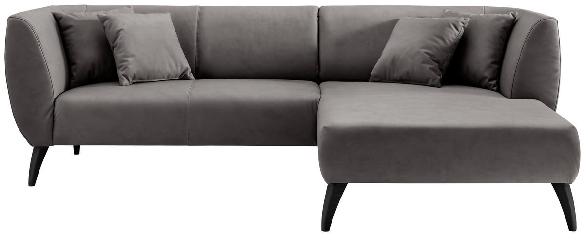 ECKSOFA in Lederlook Anthrazit  - Anthrazit/Schwarz, Modern, Holz/Textil (264/160cm) - Livetastic