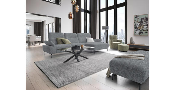 ECKSOFA in Chenille, Flachgewebe Blaugrau 318/165 cm - Blaugrau/Schwarz, Design, Textil/Metall (318/165cm) - Xora