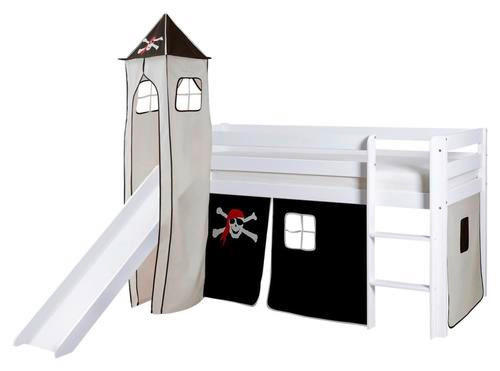 SPIELBETT Kiefer massiv 90/200 cm Schwarz, Weiß  - Schwarz/Weiß, Natur, Holz (90/200cm) - MID.YOU