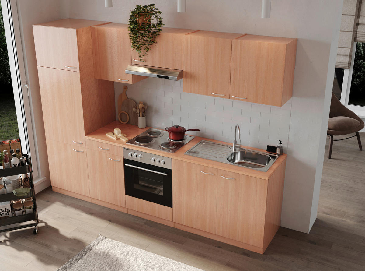 KÜCHENBLOCK 270 cm   in Buchefarben  - Buchefarben/Alufarben, Basics, Holzwerkstoff/Kunststoff (270cm) - Respekta