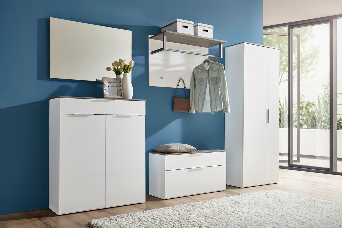 GARDEROBENPANEEL  in 90/60/35 cm  - Weiß/Grau, Design, Holzwerkstoff/Metall (90/60/35cm) - Carryhome