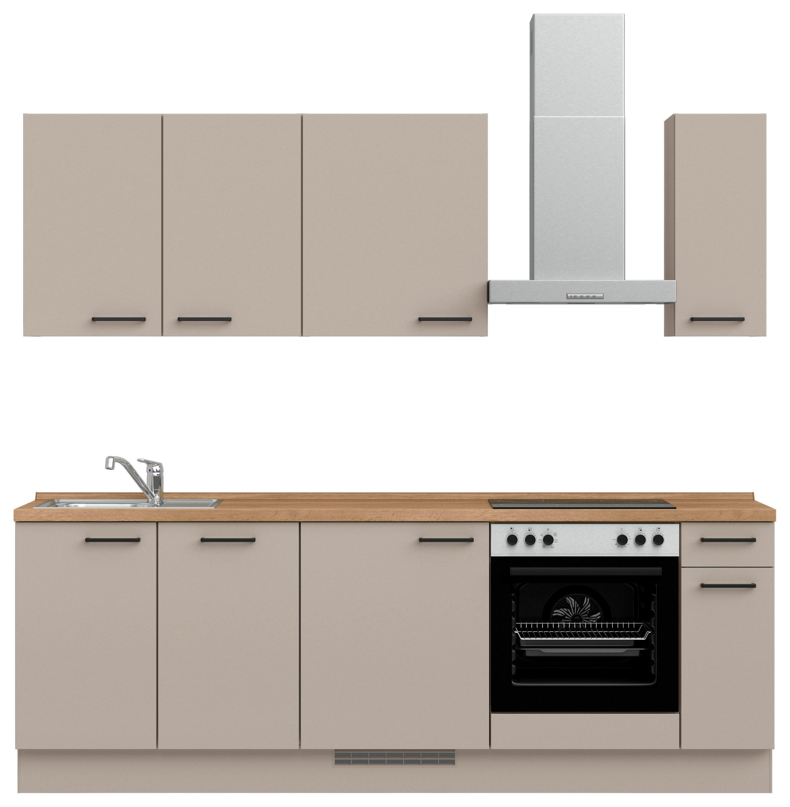 KÜCHENBLOCK Easytouch 240 cm  in Eichefarben, Sandfarben  - Sandfarben/Eichefarben, MODERN, Holzwerkstoff/Metall (240cm) - Nobilia