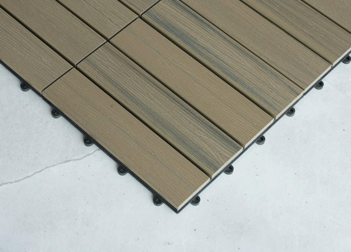 TERRASSENFLIESE 11 Stück  - Grau, Design, Holzwerkstoff (30/30/2,4cm) - Ambia Garden