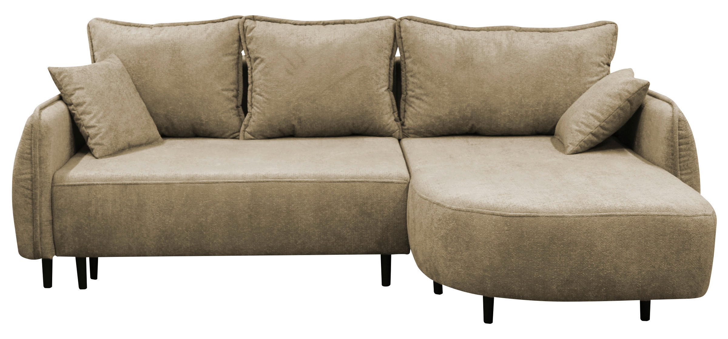 ECKSOFA MURANO Beige Chenille Zierkissen, Rückenkissen, Bettkasten  - Beige/Schwarz, Design, Holz/Textil (242/167cm) - MID.YOU