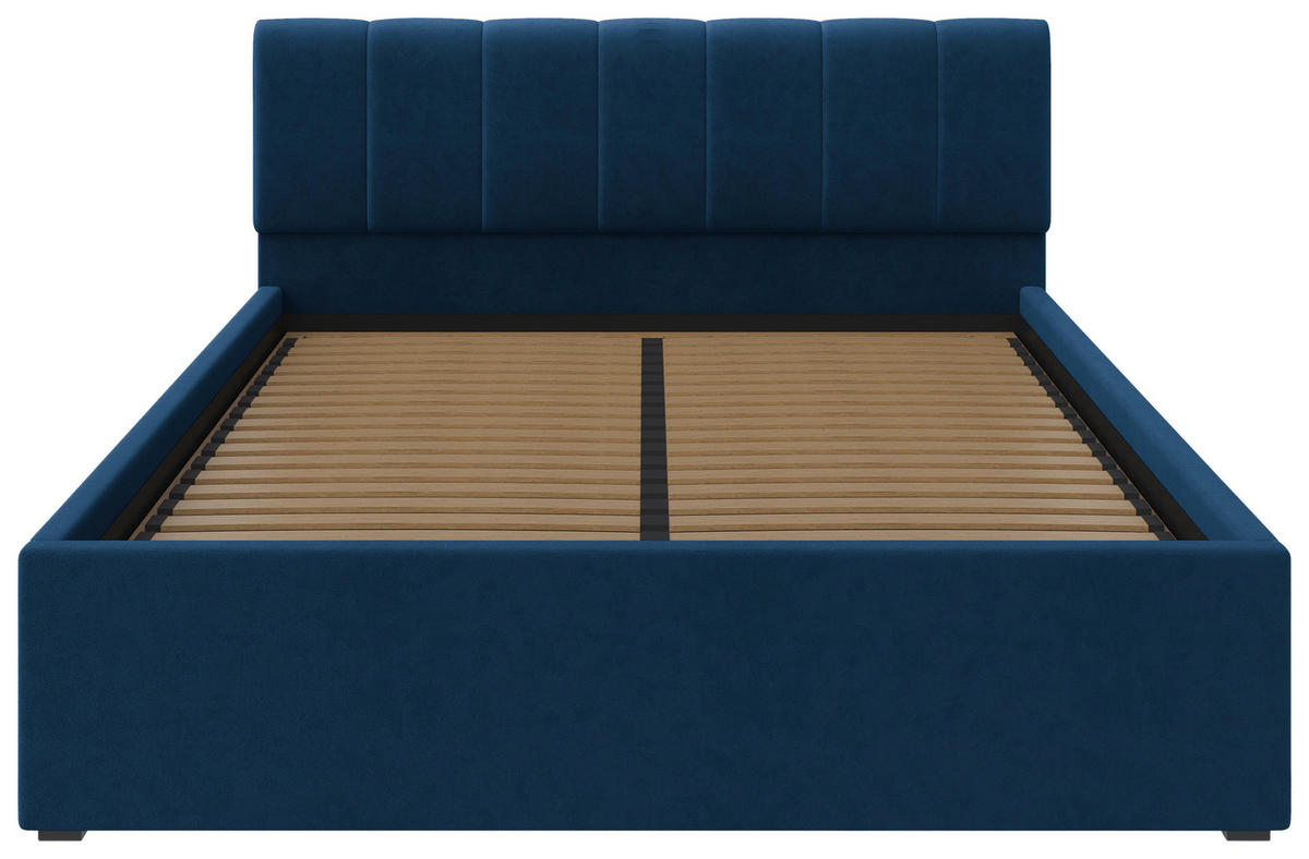 POLSTERBETT Lattenrost, Bettkasten Royalblau 160/200 cm  - Royalblau/Schwarz, Design, Holz/Kunststoff (160/200cm) - Stylife