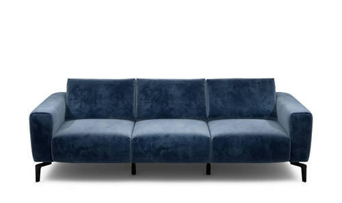 3-SITZER-SOFA in Samt Dunkelblau  - Schwarz/Dunkelblau, Design, Textil/Metall (250/86/86-94cm) - SENSOO