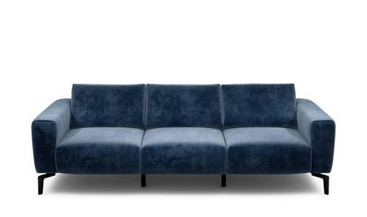 3-SITZER-SOFA in Samt Dunkelblau  - Schwarz/Dunkelblau, Design, Textil/Metall (250/86/86-94cm) - SENSOO
