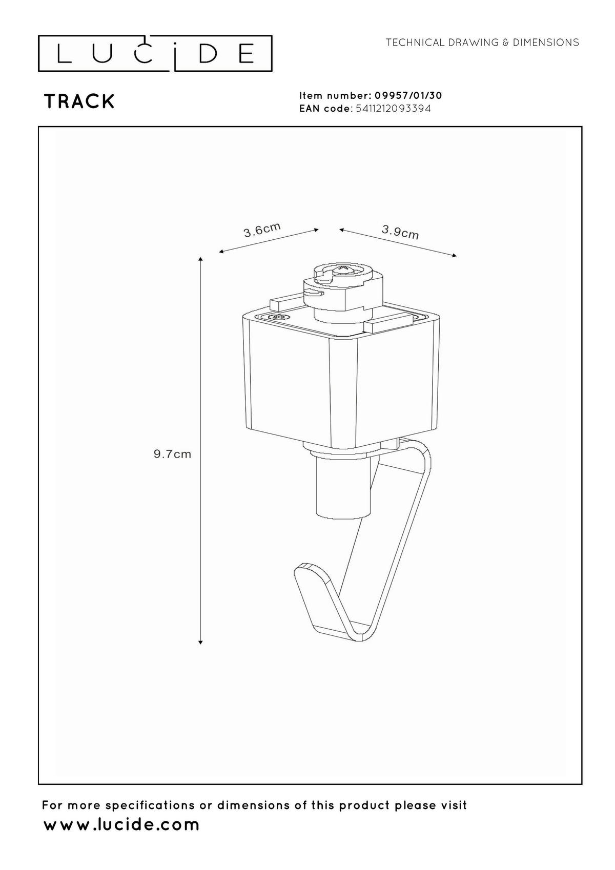 SCHIENENSYSTEM Track 3.6/3.9/9.7 cm  - Schwarz, Design, Metall (3.6/3.9/9.7cm) - Lucide