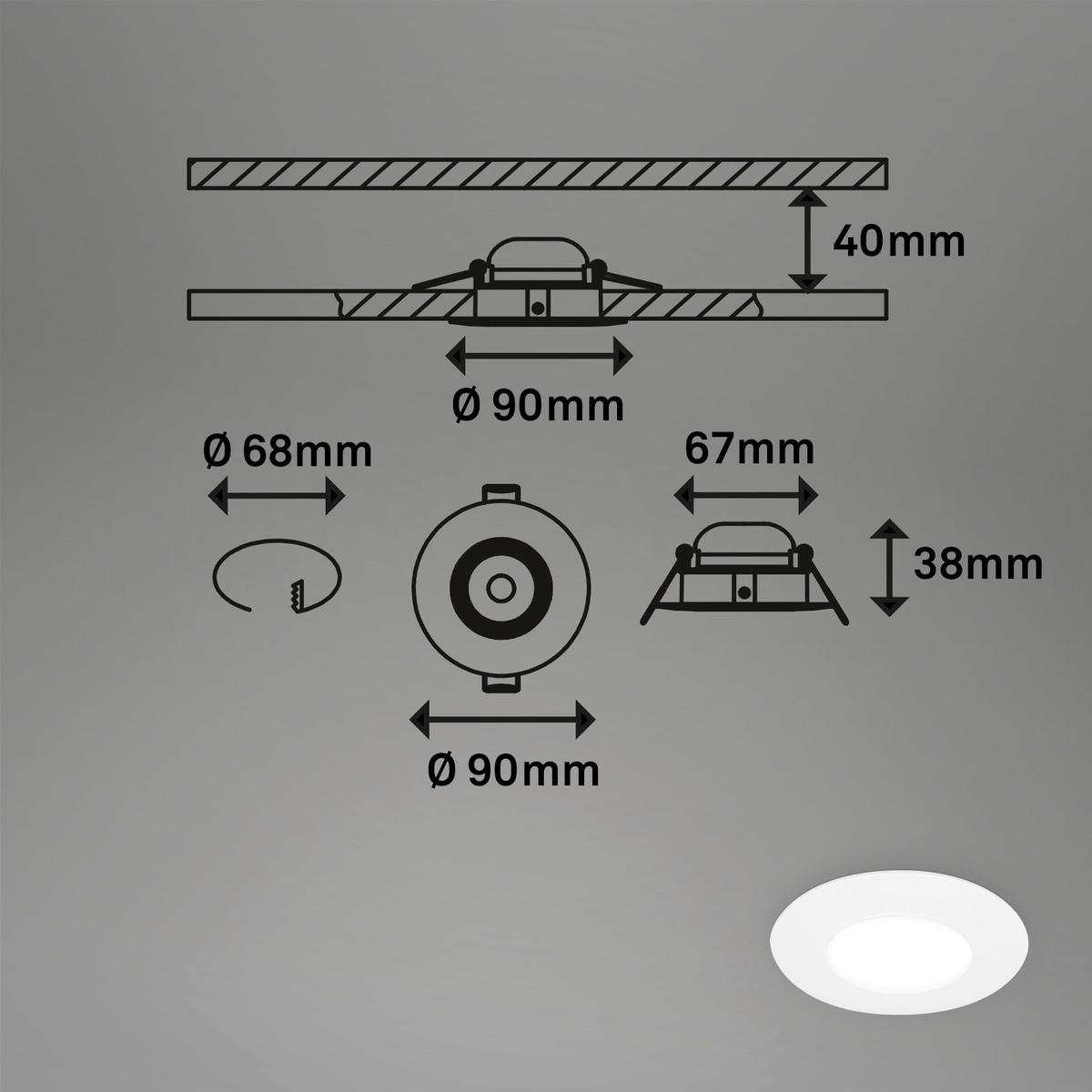 KUPAONSKA LED SVJETILJKA UGRA  - bijela, Basics, plastika (9/4cm)