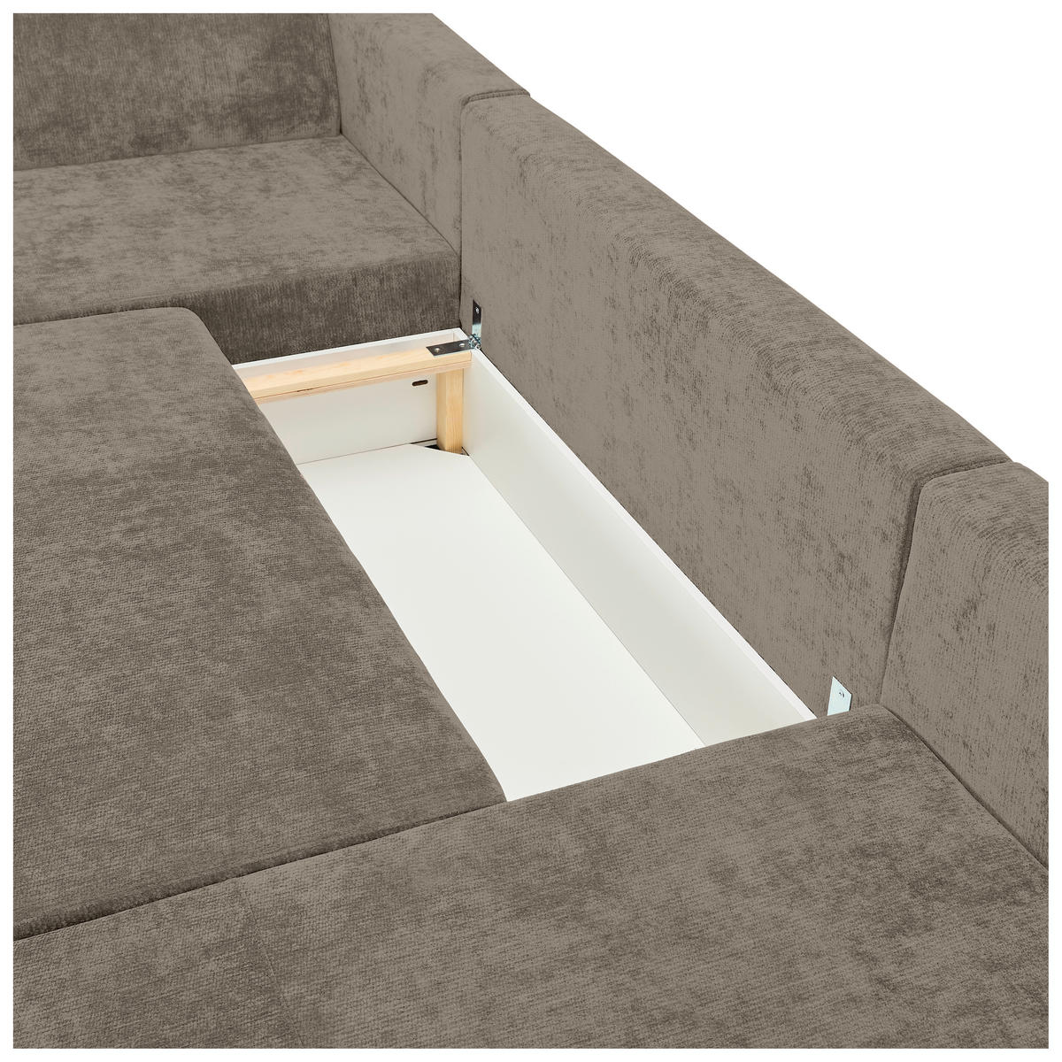 WOHNLANDSCHAFT Taupe Chenille  - Taupe/Schwarz, KONVENTIONELL, Kunststoff/Textil (183/311/140cm) - Ti'me